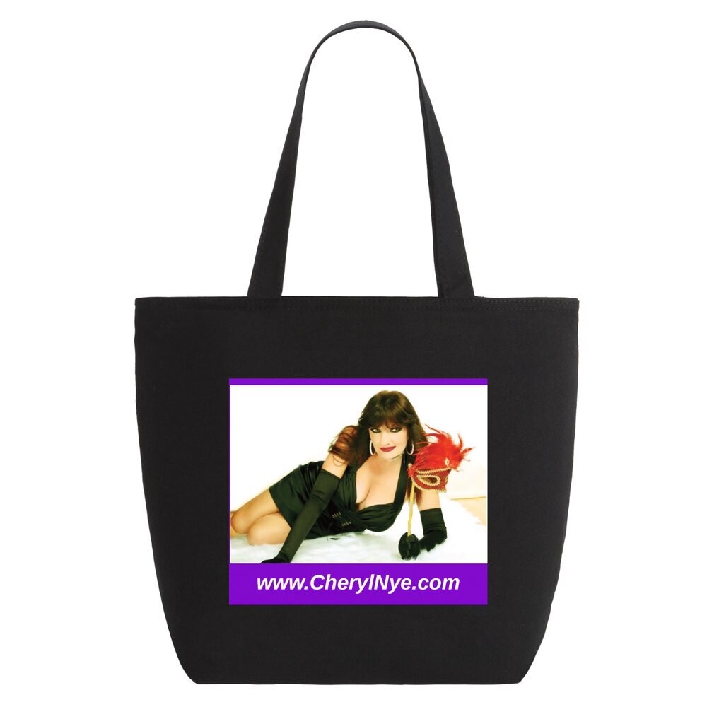 Cheryl Nye Black Zippered Medium Size Tote Bag #1 (only 3 left in stock)/not guaranteed in stock.