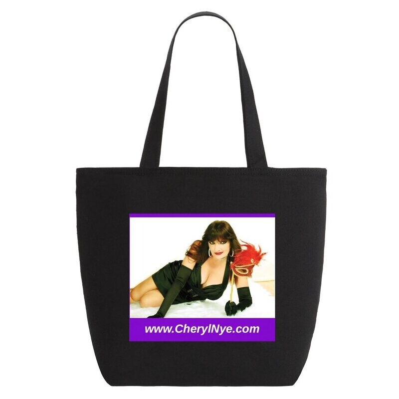 Cheryl Nye Black Zippered Medium Size Tote Bag #1 (only 3 left in stock)/not guaranteed in stock.