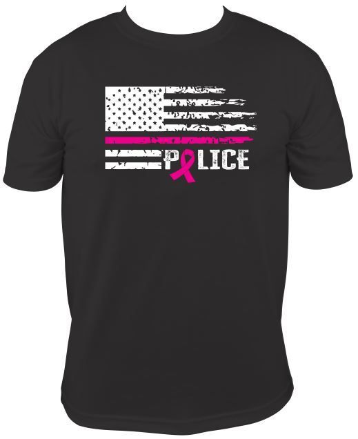 Police in Flag "Pink Line & Ribbon" Police Breast Cancer Awareness
