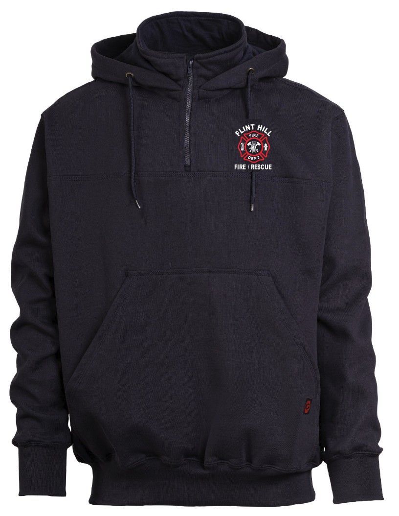 (Embroidered) Heavyweight Hooded Job Shirt (Navy)