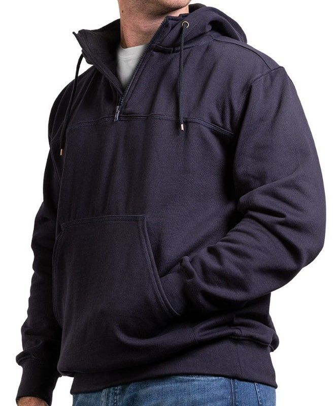Quarter Zip Hooded Job Shirt (Navy or Black)