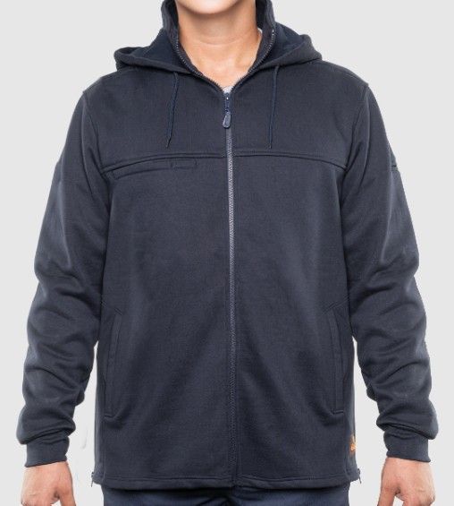 Full Zip  Hooded Job Shirt (Navy)