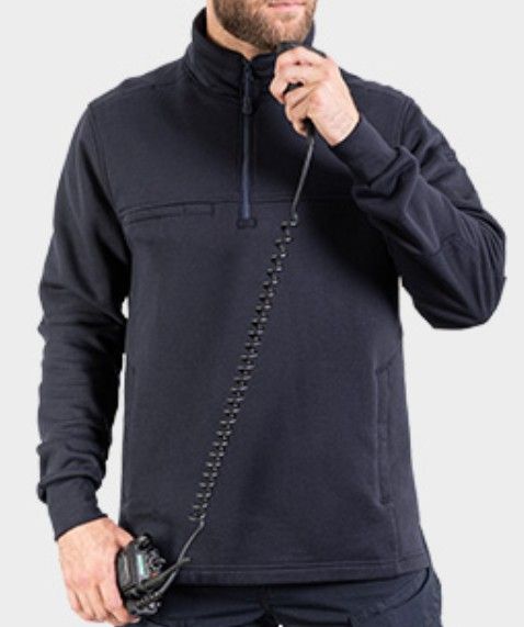Quarter Zip Open Bottom Job Shirt (Navy)