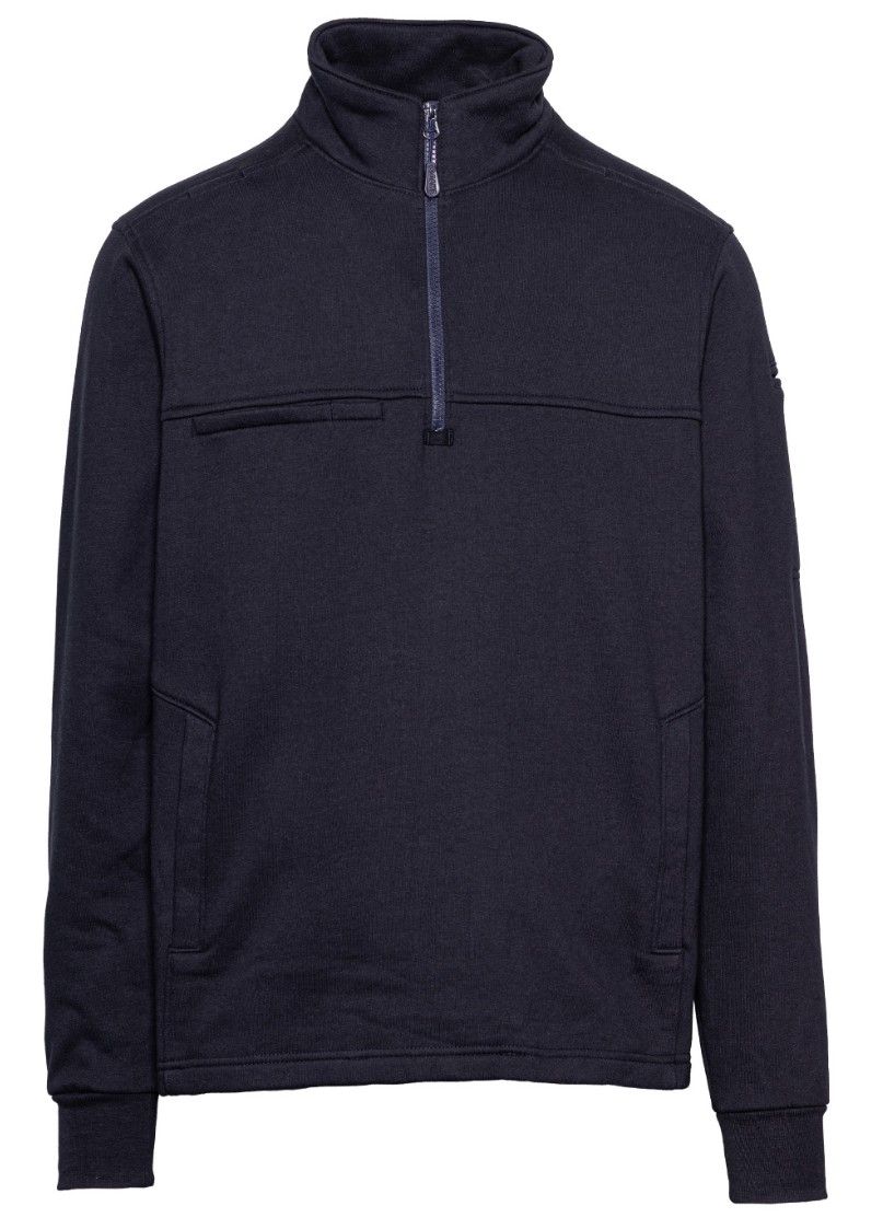 Quarter Zip Open Bottom Job Shirt (Navy)