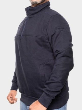 Quarter Zip Cuffed Bottom Job Shirt (Navy or Black)
