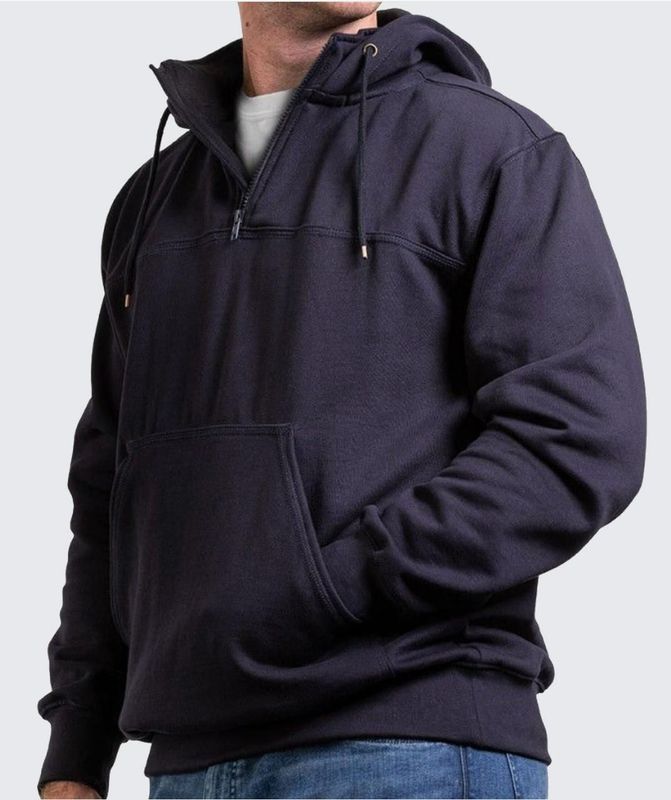 Quarter Zip Hooded Job Shirt (Navy or Black)