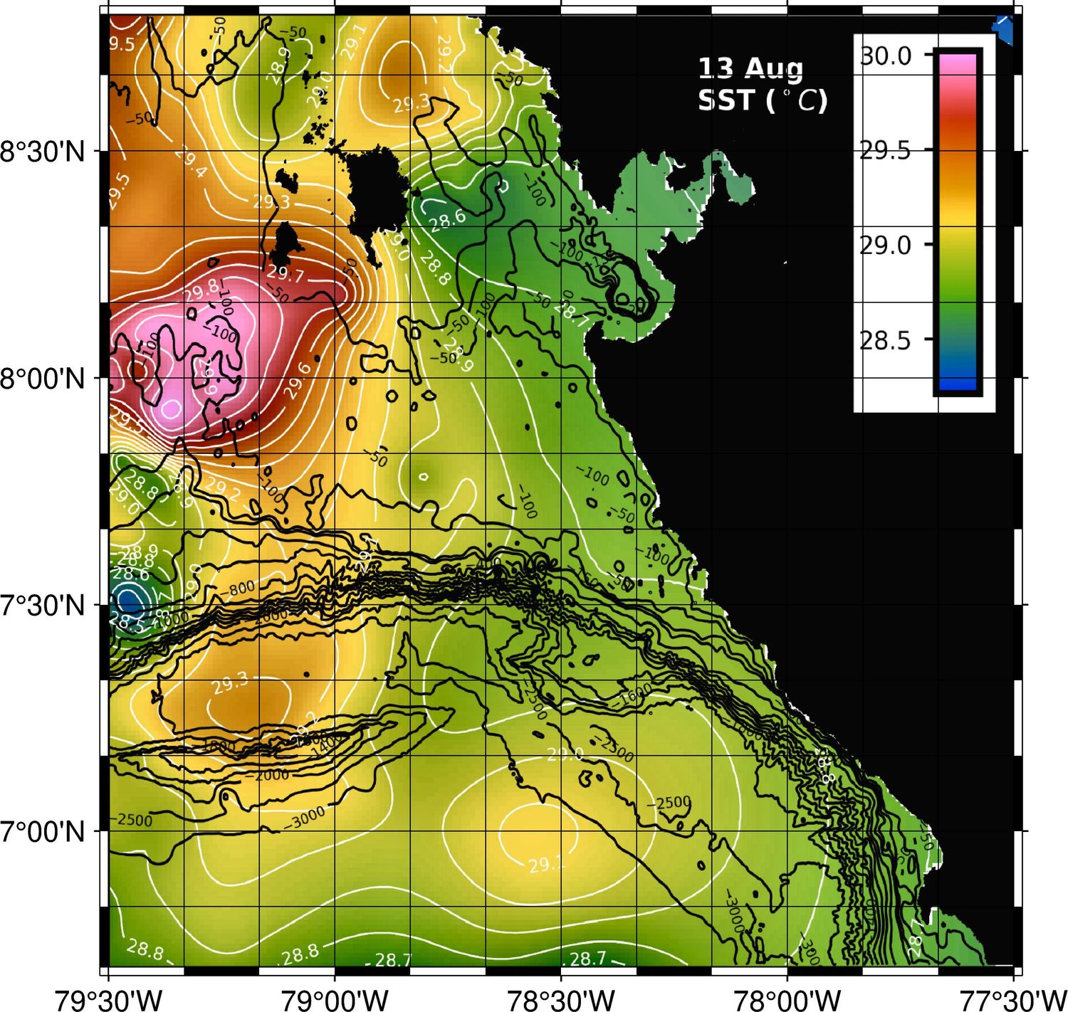Costa Rica, Guatemala, Panama Fishing Maps. Monthly subscription package.