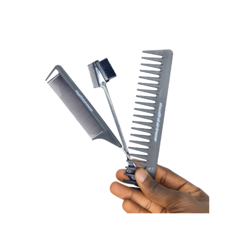 Edge Brush + Wide Toothed Comb + Rail Tail Set