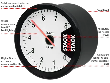 Stack ST200 Club Tacho (0-8000) Black Dial Face