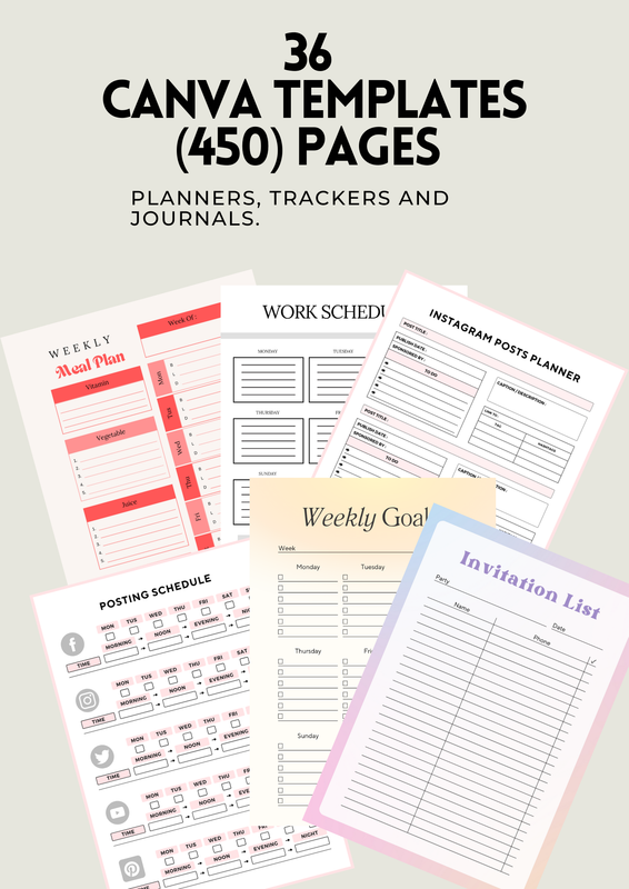 36(450pages) Printable Canva Planners &amp; BONUS 13500 Chatgpt Prompts