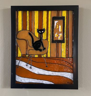 Retro Cat#3 Glass Painting