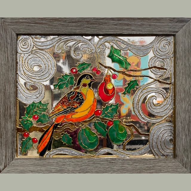 Partridge In A Pear Tree Glass Painting