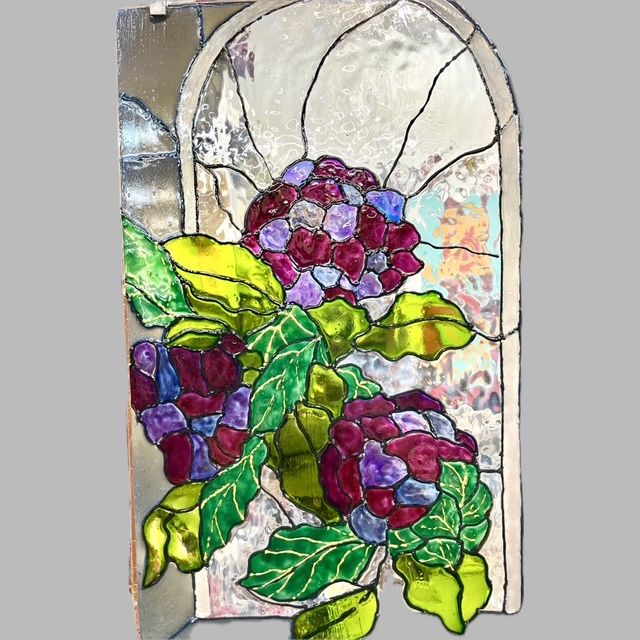 Purple Hydrangeas Glass Painting, #2