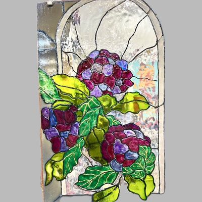 Purple Hydrangeas Glass Painting, #2