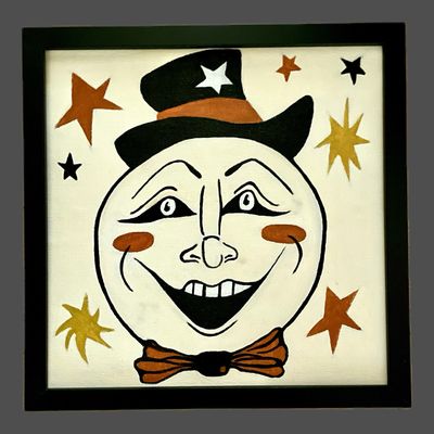 Vintage Halloween Moon Painting