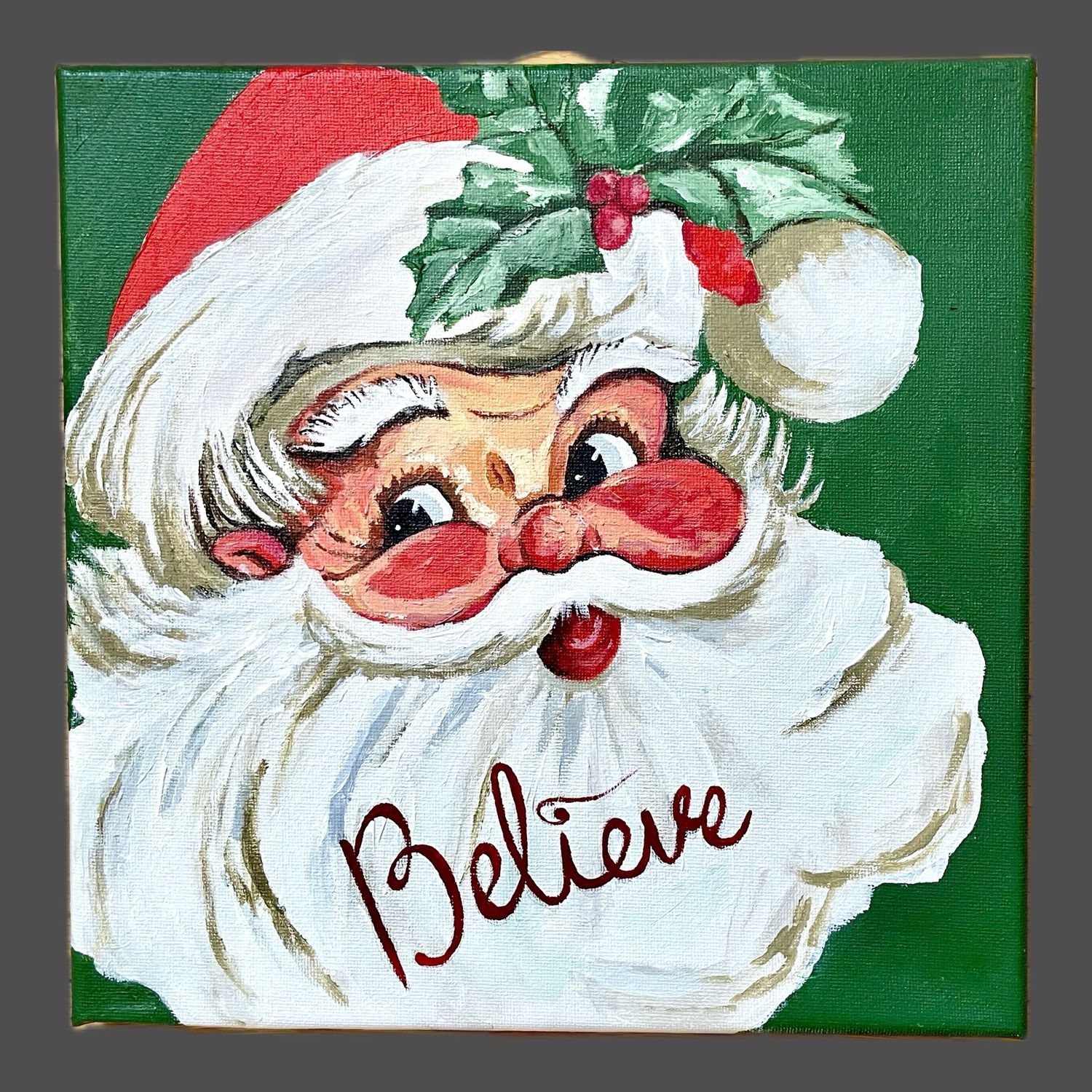 Vintage Santa Believe Painting Vintage Santa Believe Painting