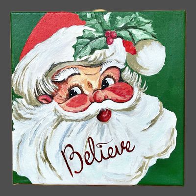 Vintage Santa Believe Painting