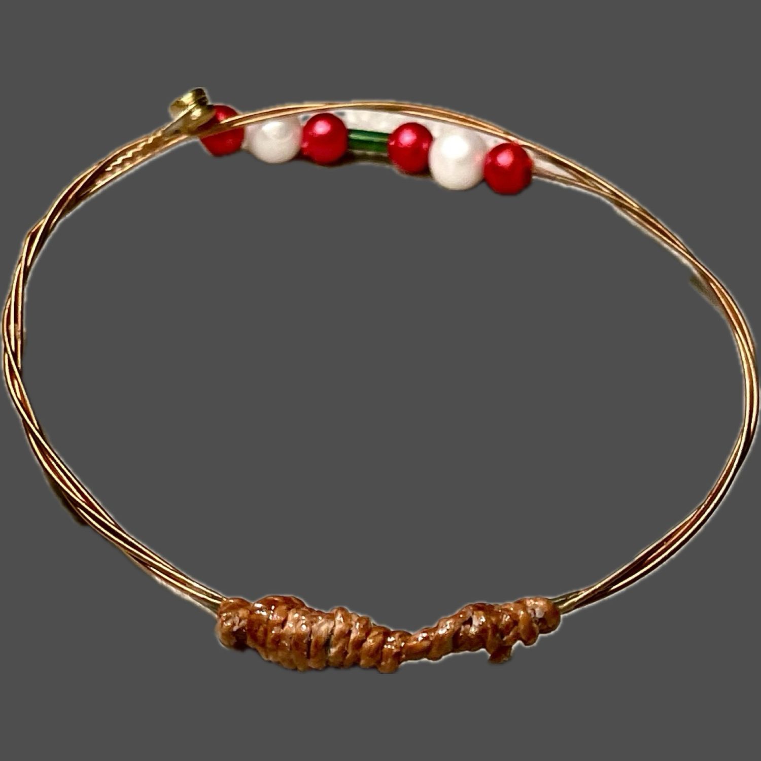 Recycled Guitar String Christmas Bangle #GSXB1 Recycled Guitar String Christmas Bangle #GSXB1