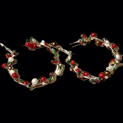 Christmas Bead Hoop Earrings #CMSEAR1