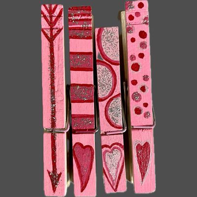 Clothespin Clips, Valentine (Bag Of 4)