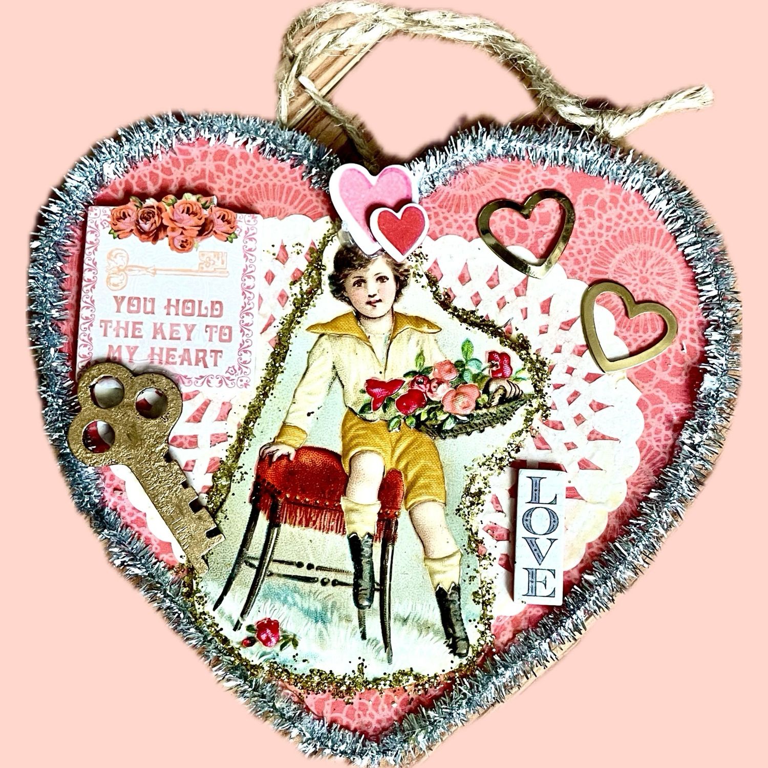 Wood Valentine Heart Ornament, #ORNHRT5