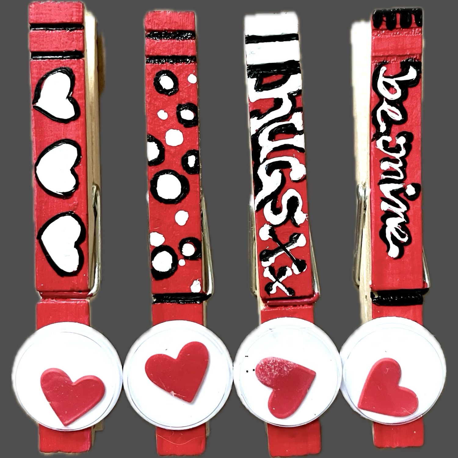 Clothespin Clips, Googly Hearts