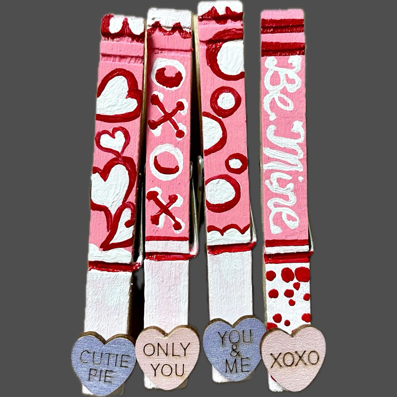 Clothespin Clips, Candy Hearts