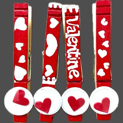 Clothespin Clips, Googly Hearts Clothespin Clips, Googly Hearts