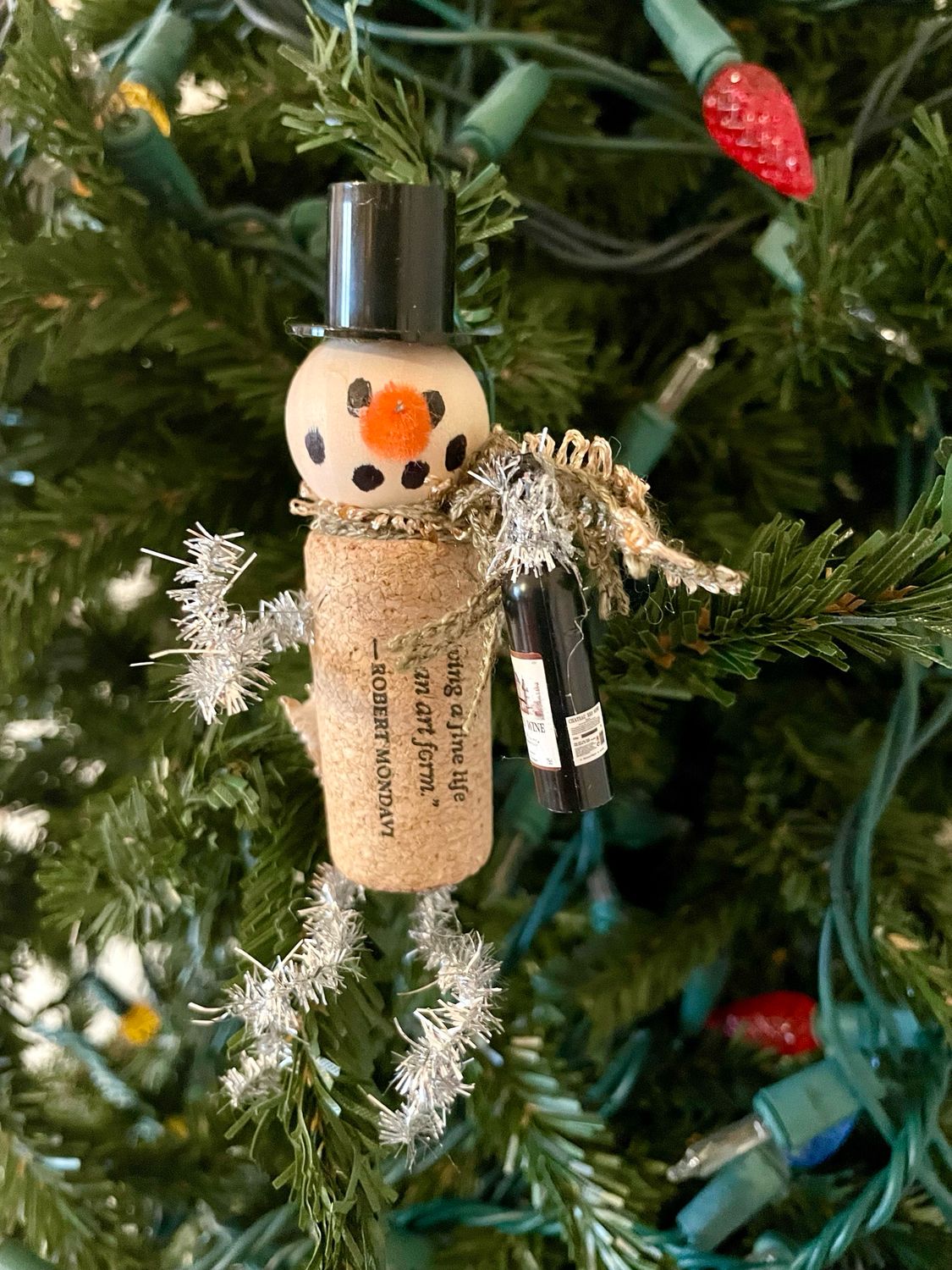 Wine Cork Snowman Ornament #ORNSNO3