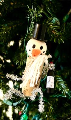 Wine Cork Snowman Ornament #ORNSNO1