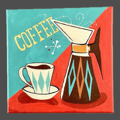 Retro Cafe Vintage Illustration Painting #B