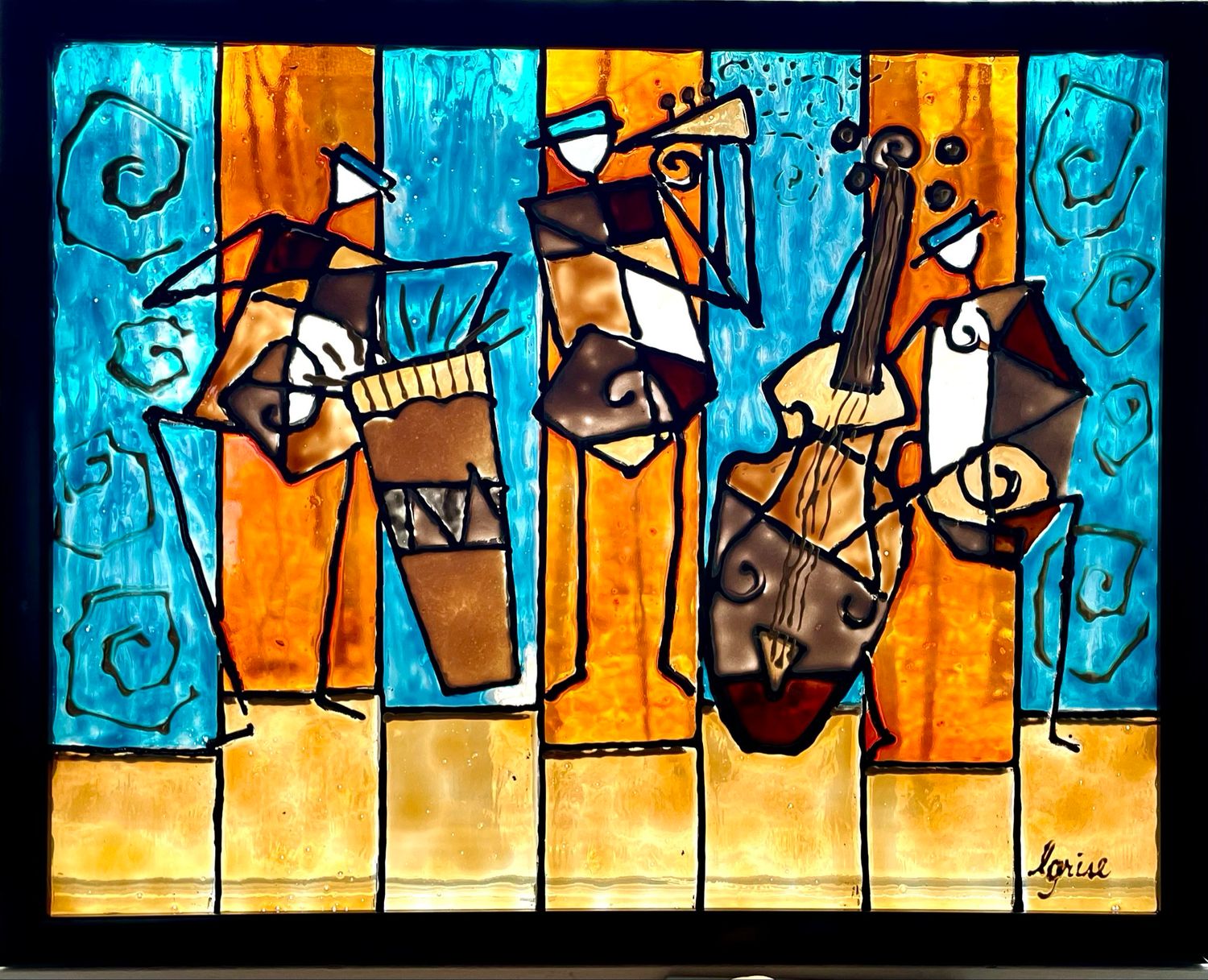 Musical Trio Glass Painting