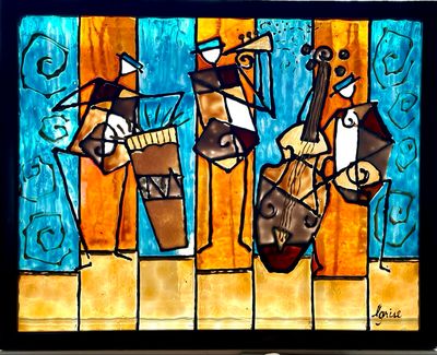 Musical Trio Glass Painting Musical Trio Glass Painting