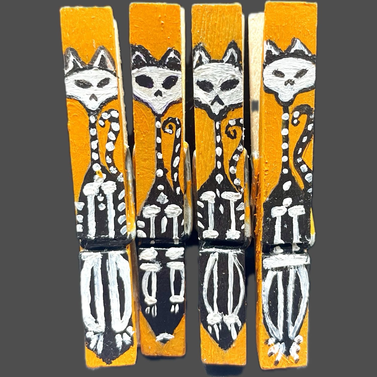 Clothespin Clips, #Retro Skeleton Cats 1