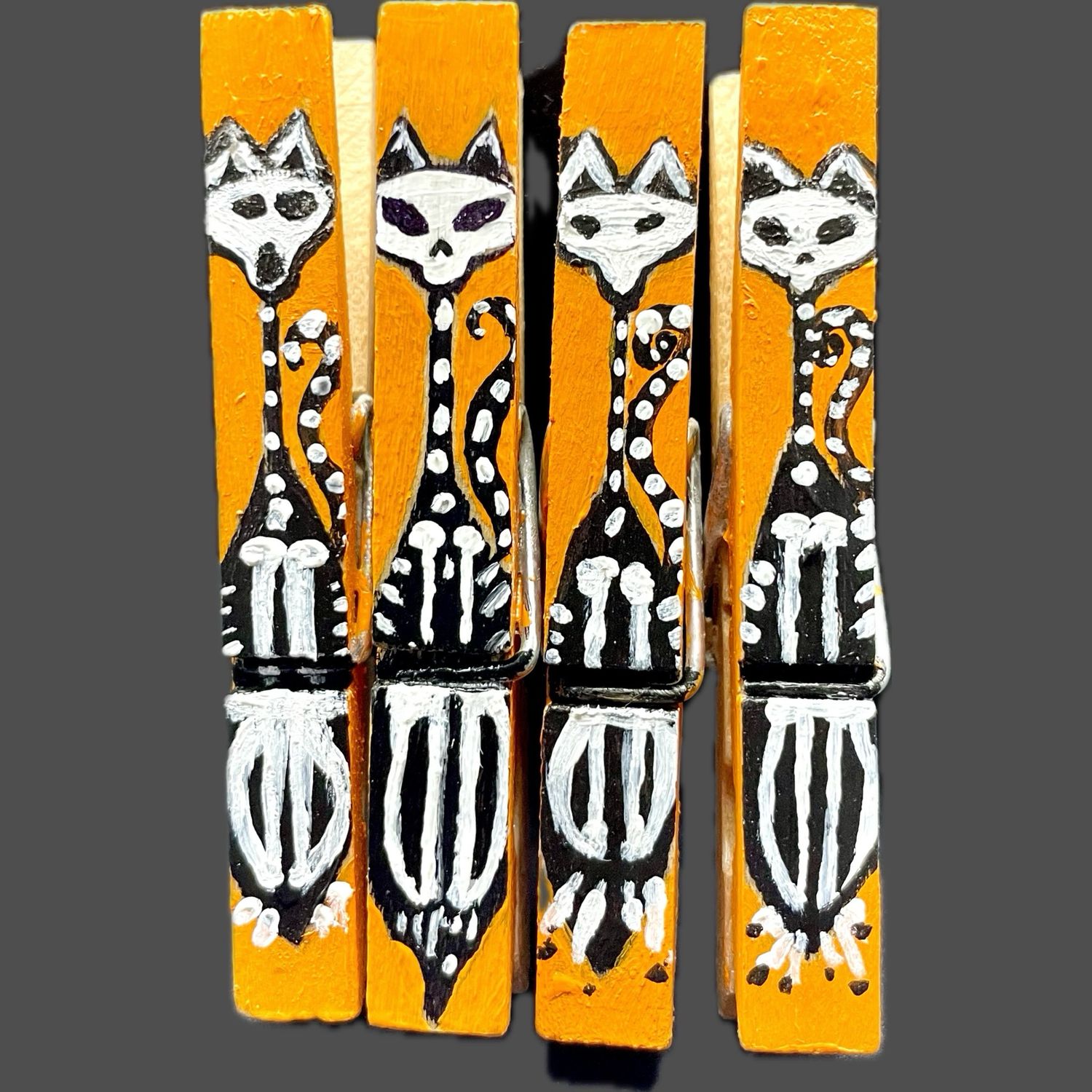 Clothespin Clips, #Retro Skeleton Cats 2