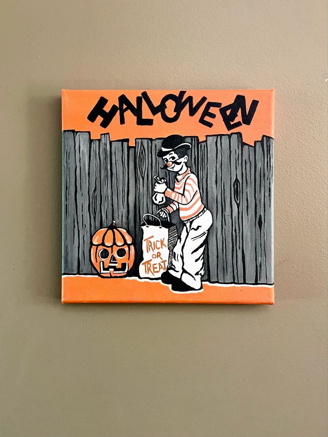 Beistle Style “Trick Or Treat” Painted Canvas
