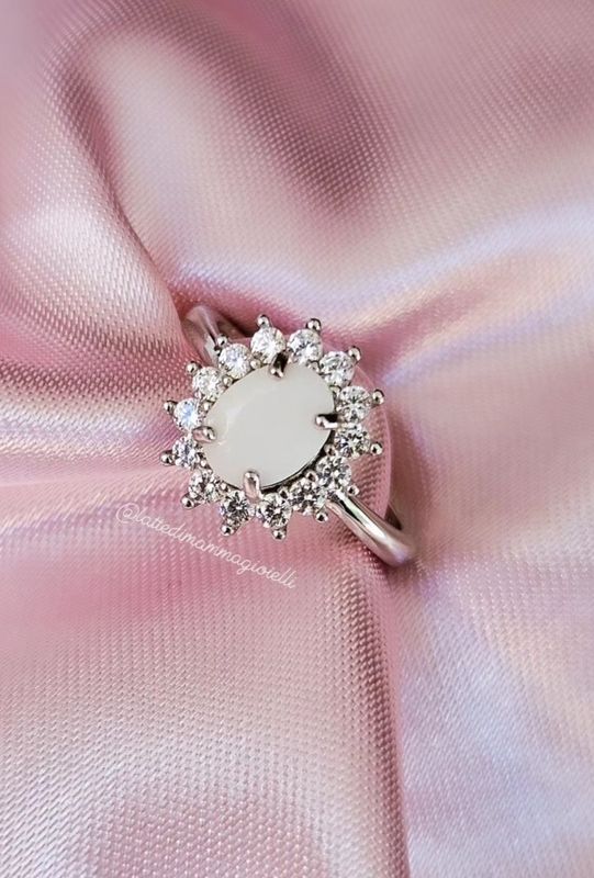 Anello Sogni di Camilla 7x9mm PLACCATO oro bianco