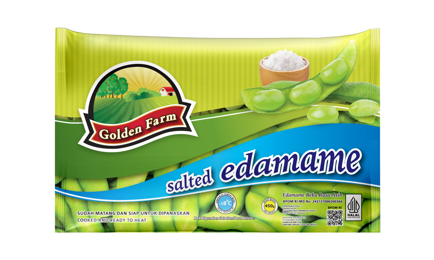 GOLDEN FARM VEGETABLE FROZEN EDAMAME SALTED 450 GR