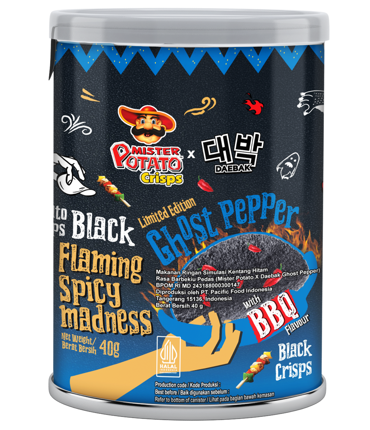 POTATO CRISPS GHOST PEPPER BBQ 40 GR