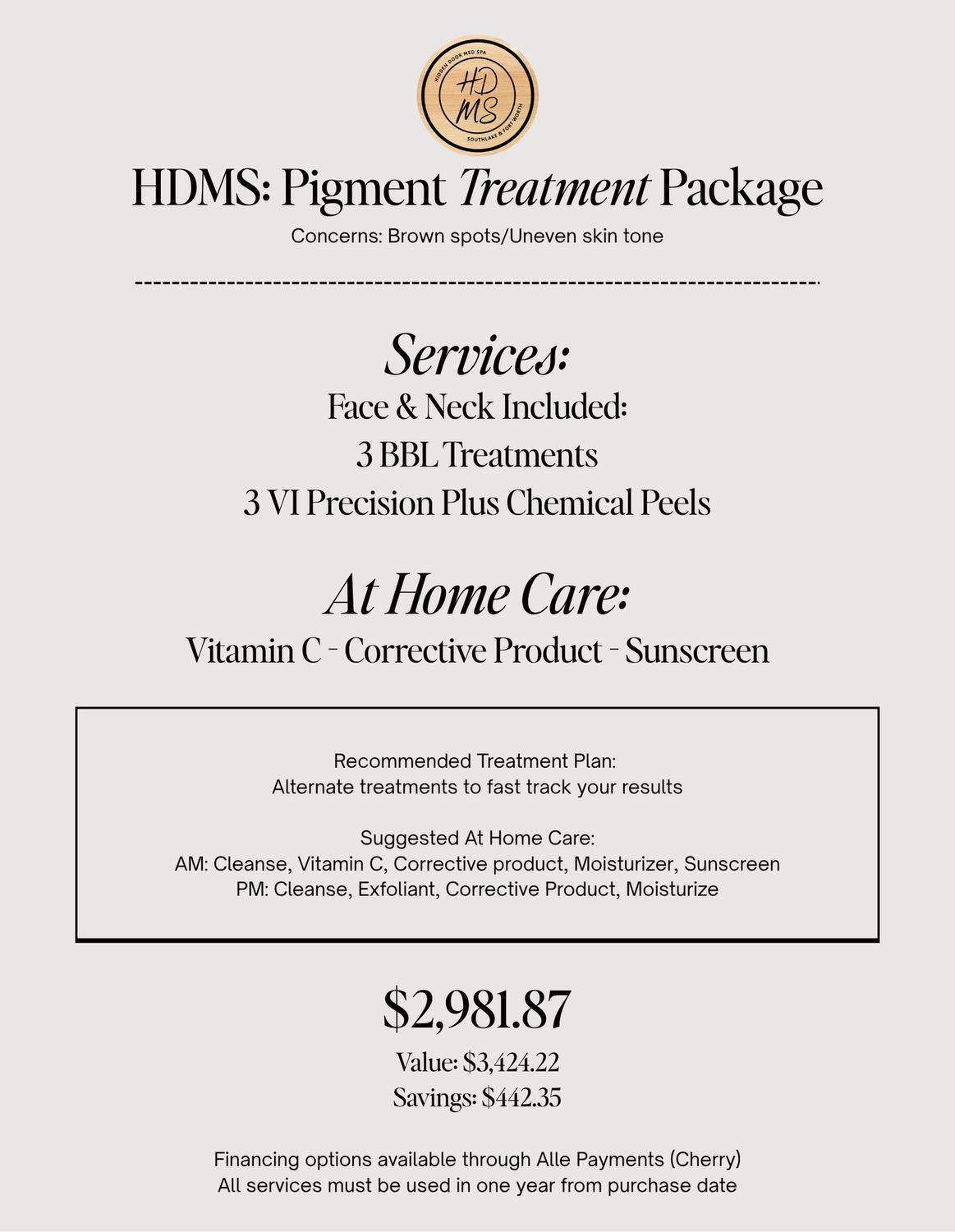 Pigment Treatment Package