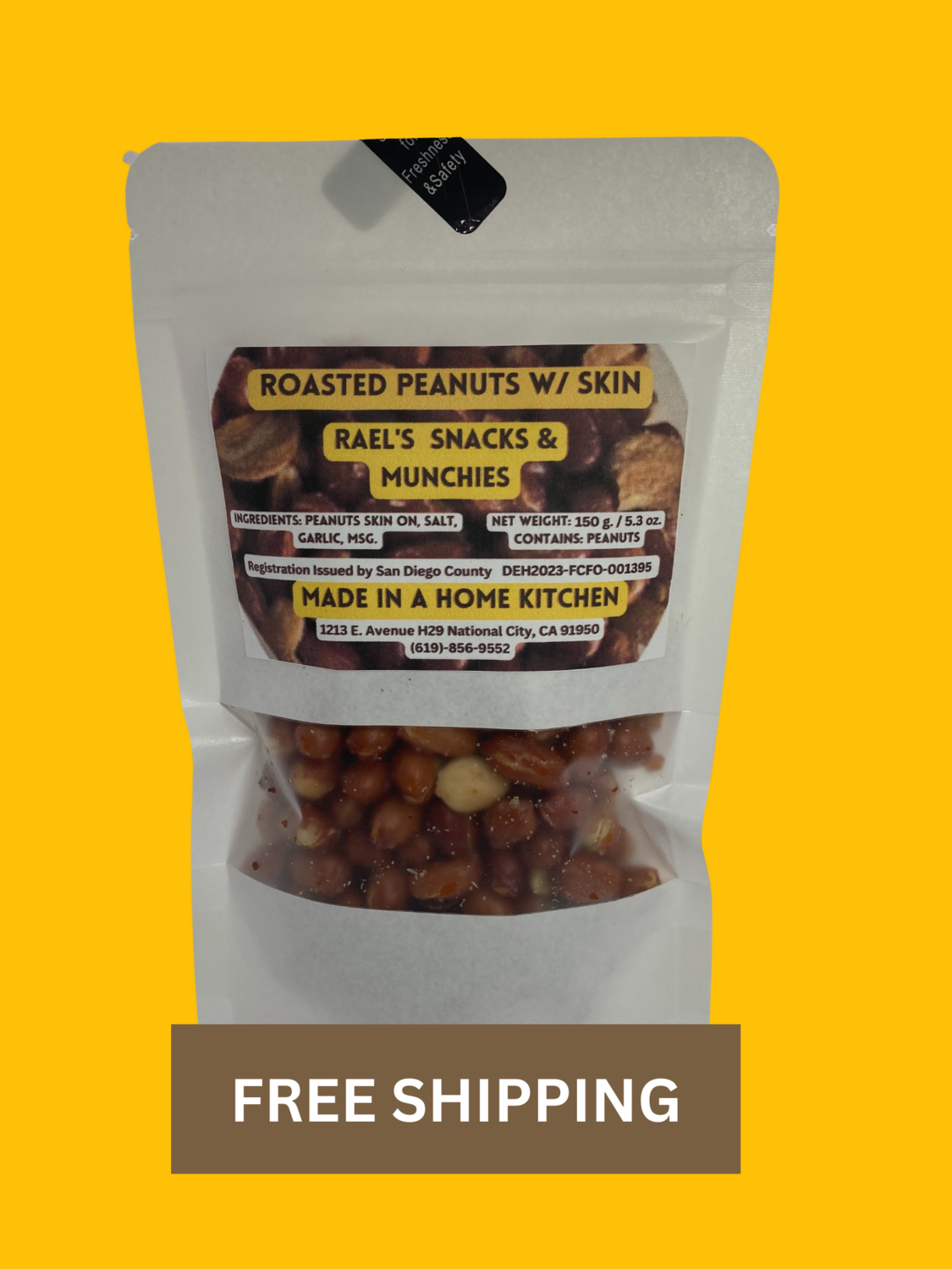 150 grams Roasted Peanuts w/ Garlic Chips Skin On