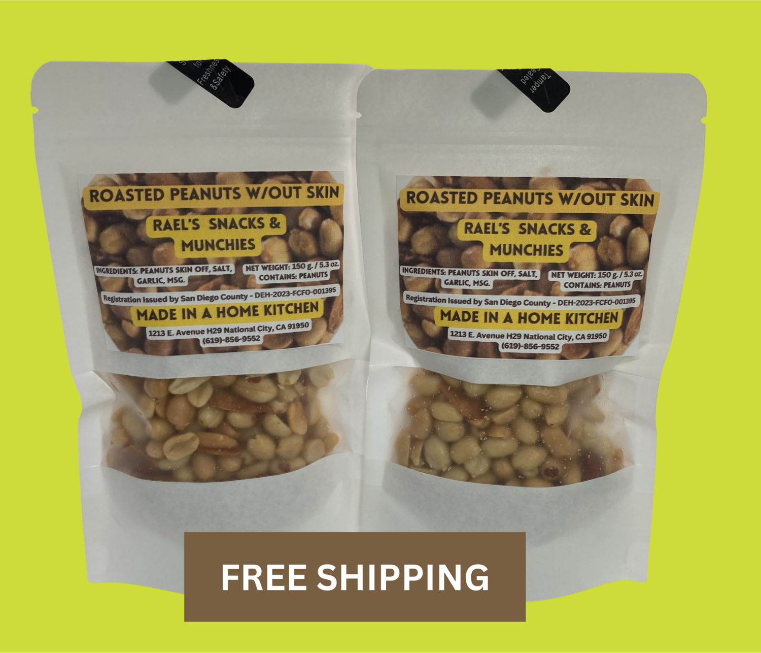300 grams Roasted Peanuts Skin Off Skin Off w/ Garlic Chips - (2) Packs