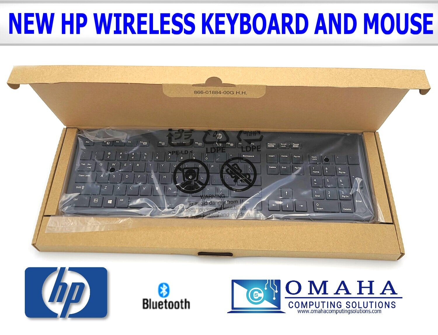 NEW OEM HP SLIM WIRELESS BLACK KEYBOARD AND MOUSE COMBO W/BATTERIES