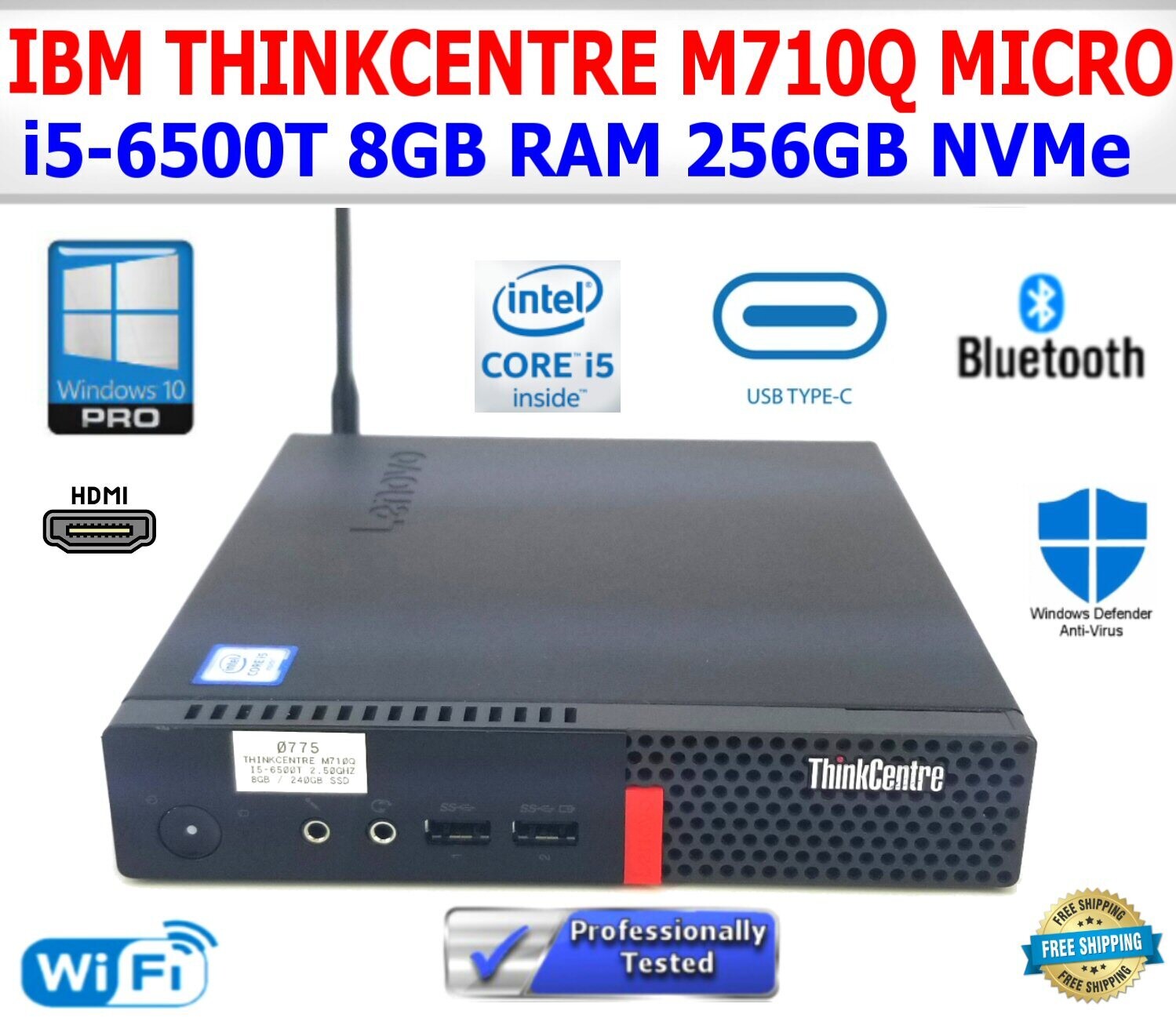 LENOVO THINKCENTRE M710Q 8GB RAM 256GB NVMe I56500T MICRO WIN10PRO