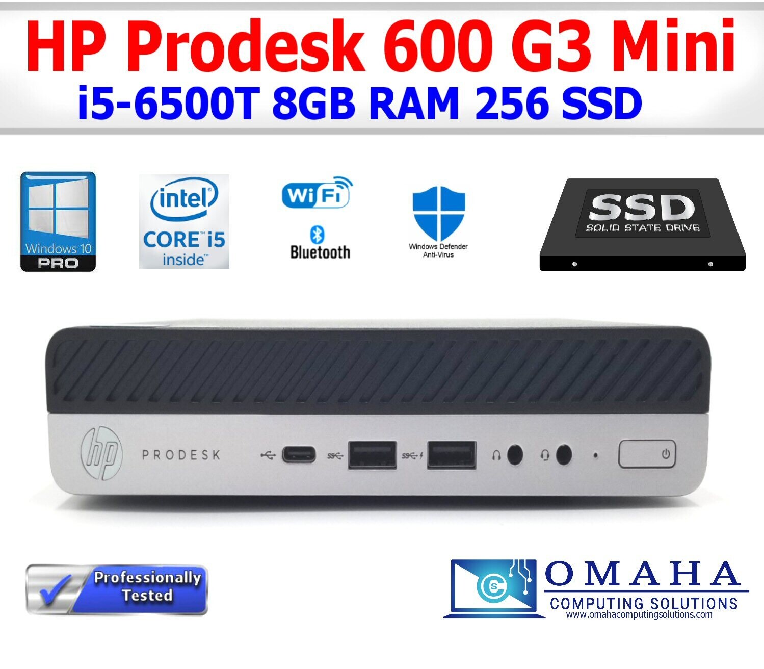 HP PRODESK 600 G3 i5-6500T 2.50GHz 8GB RAM 256GB SSD WIFI BT MINI PC WIN10 PRO