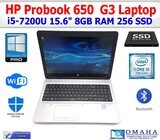 HP ELITEBOOK 650 G3 LAPTOP i5-7300U 8GB RAM 256GB SSD WIN 10 PRO 15.6" WIFI CAM EXTRAS