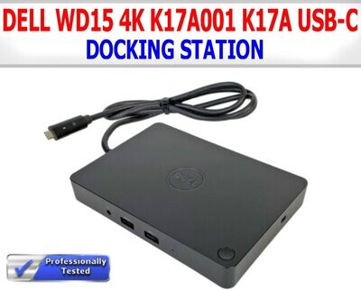 DELL WD15 4K K17A001 K17A USB-C DOCKING STATION 130W AC ADAPTER W/EXTRAS TESTED