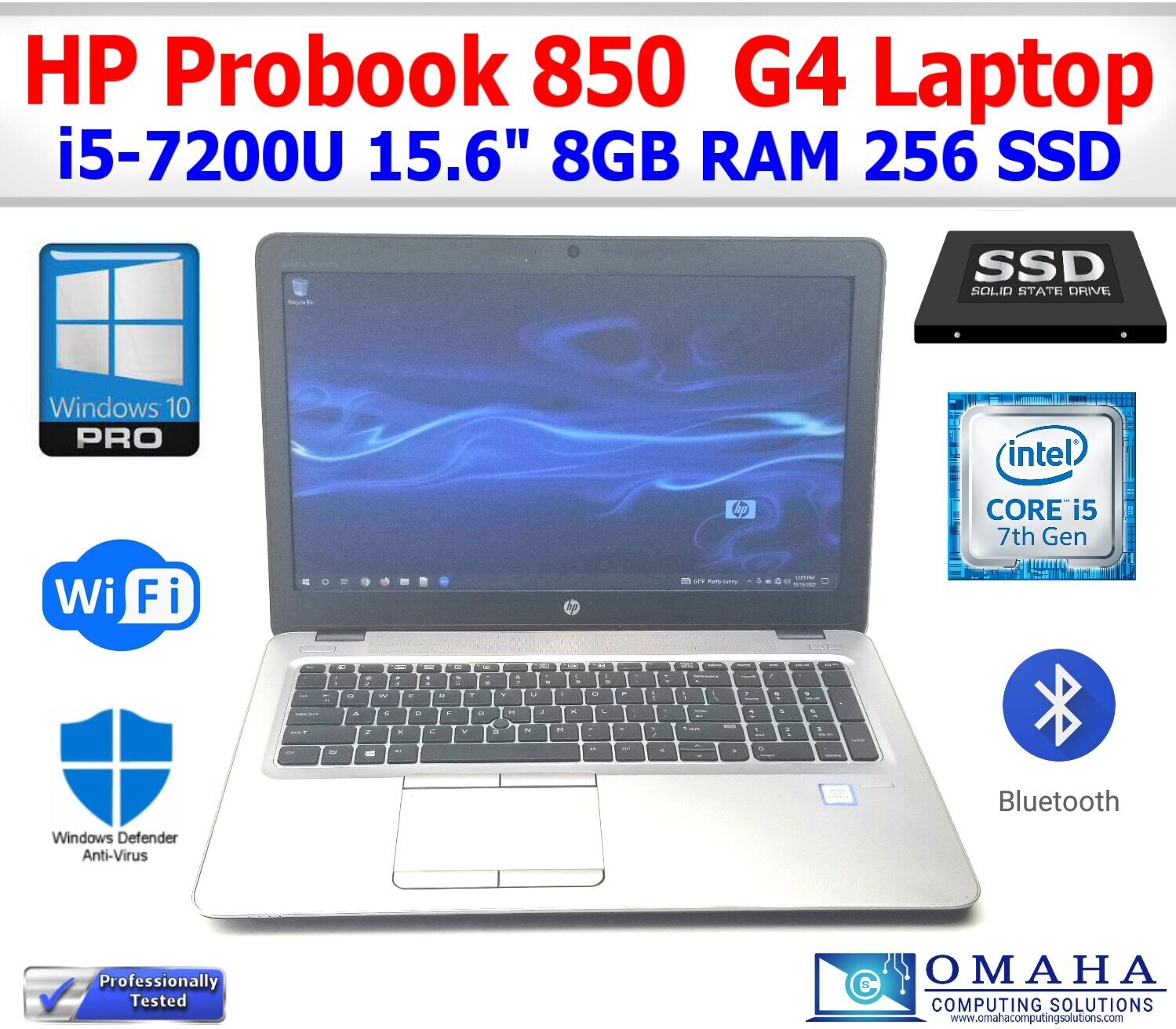 HP ELITEBOOK 850 G4 LAPTOP i5-7200U 8GB RAM 256GB SSD WIN10PRO WIFI CAM  EXTRAS | Store | Omaha Computing Solutions