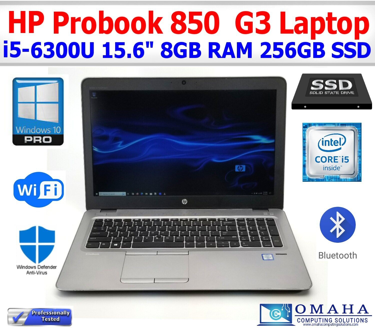 HP ELITEBOOK 850 G3 LAPTOP i5-6200U 2.30GHz 8GB RAM 256GB SSD WIN10 PRO  WIFI CAM | Store | Computer Electronics | OCS