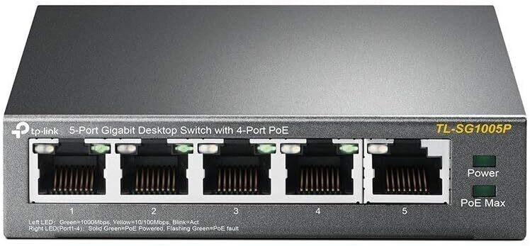 TP-LINK 5 PORT GIGABIT POE SWITCH PLUG AND PLAY TL-SG1005P TP-LINK 5 PORT GIGABIT POE SWITCH PLUG AND PLAY TL-SG1005P